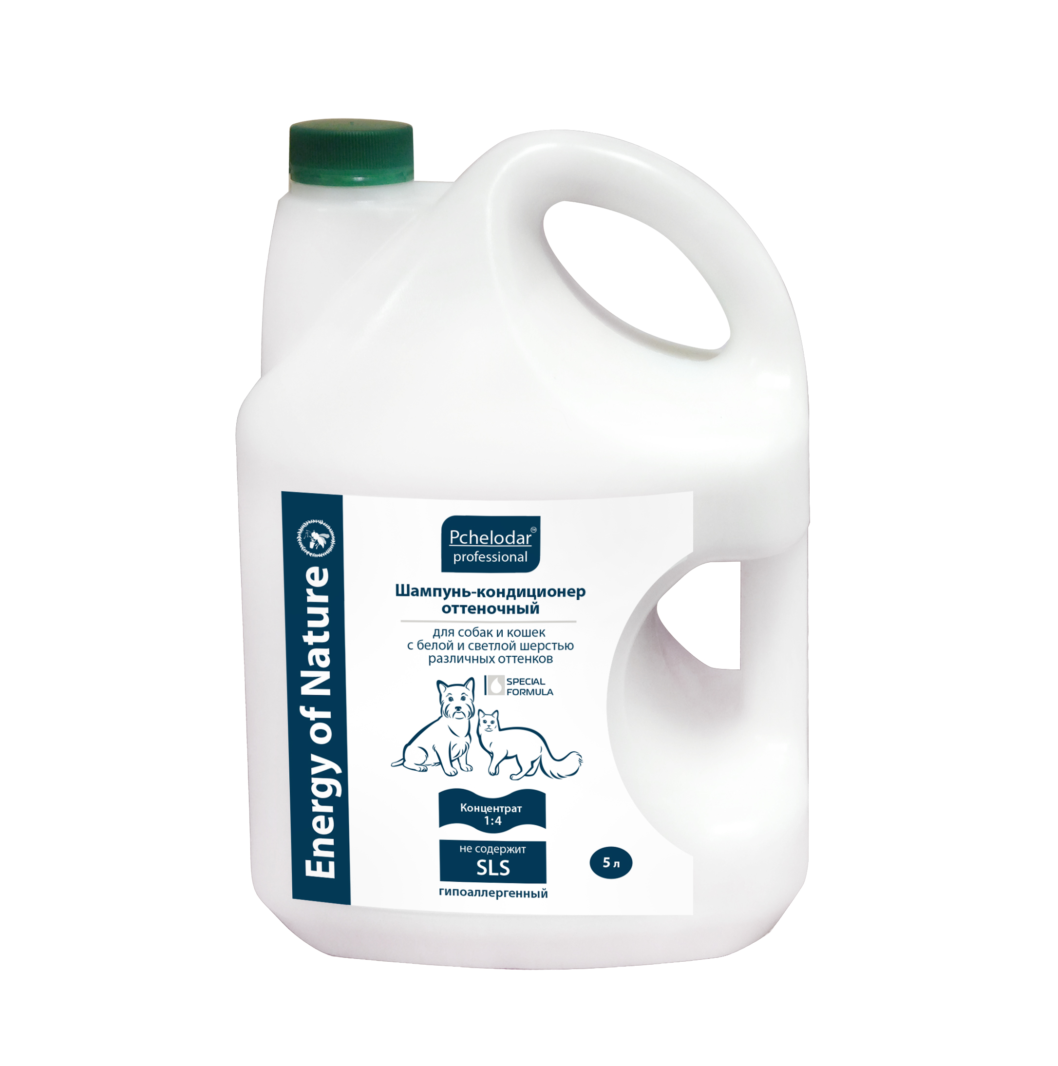 ШАМПУНЬ-КОНДИЦИОНЕР ОТТЕНОЧНЫЙ для собак и кошек с белой и светлой шерстью 5 л. Концентрат 1:4
